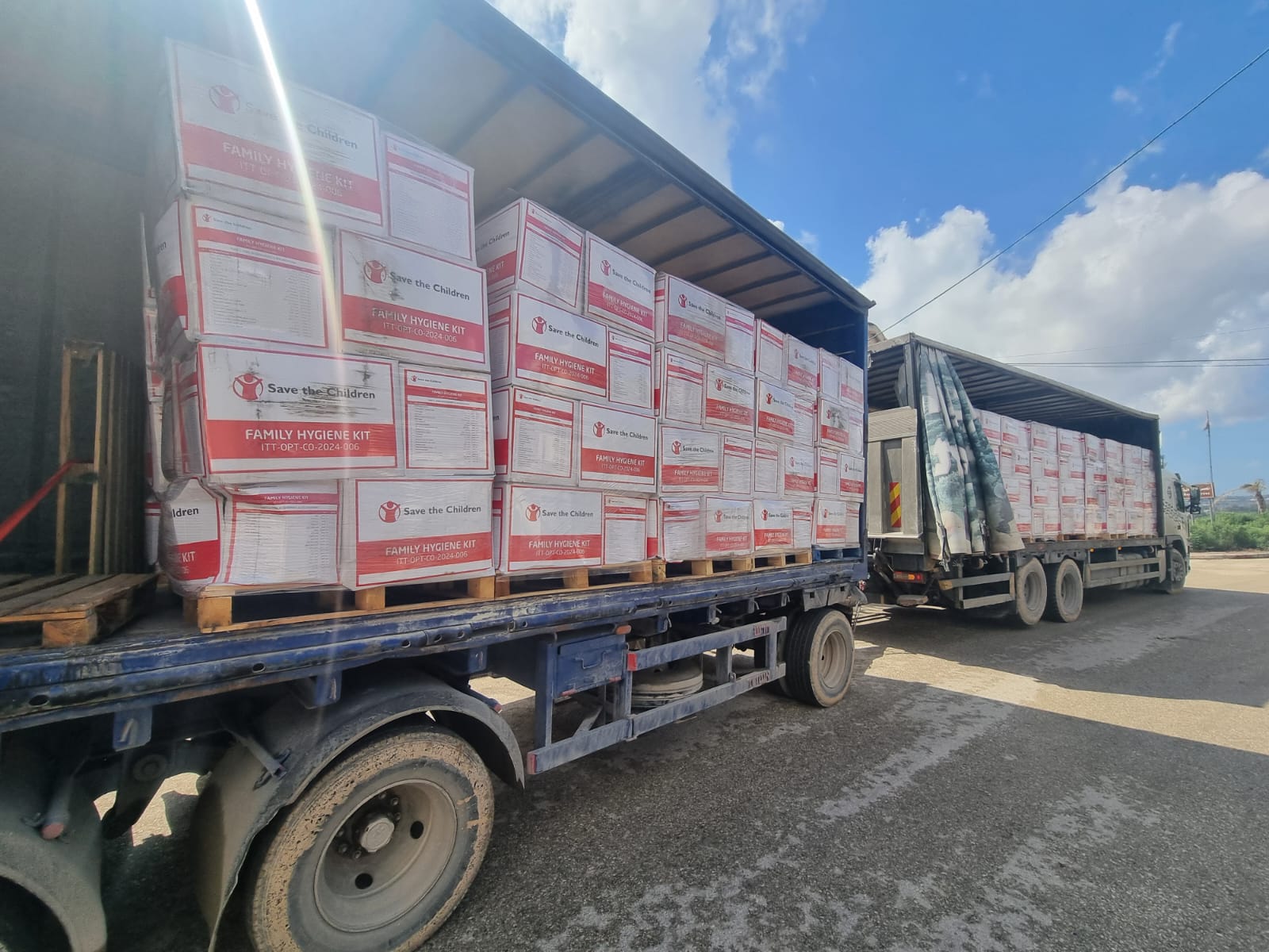Dignity and Hygiene Kits on a truck