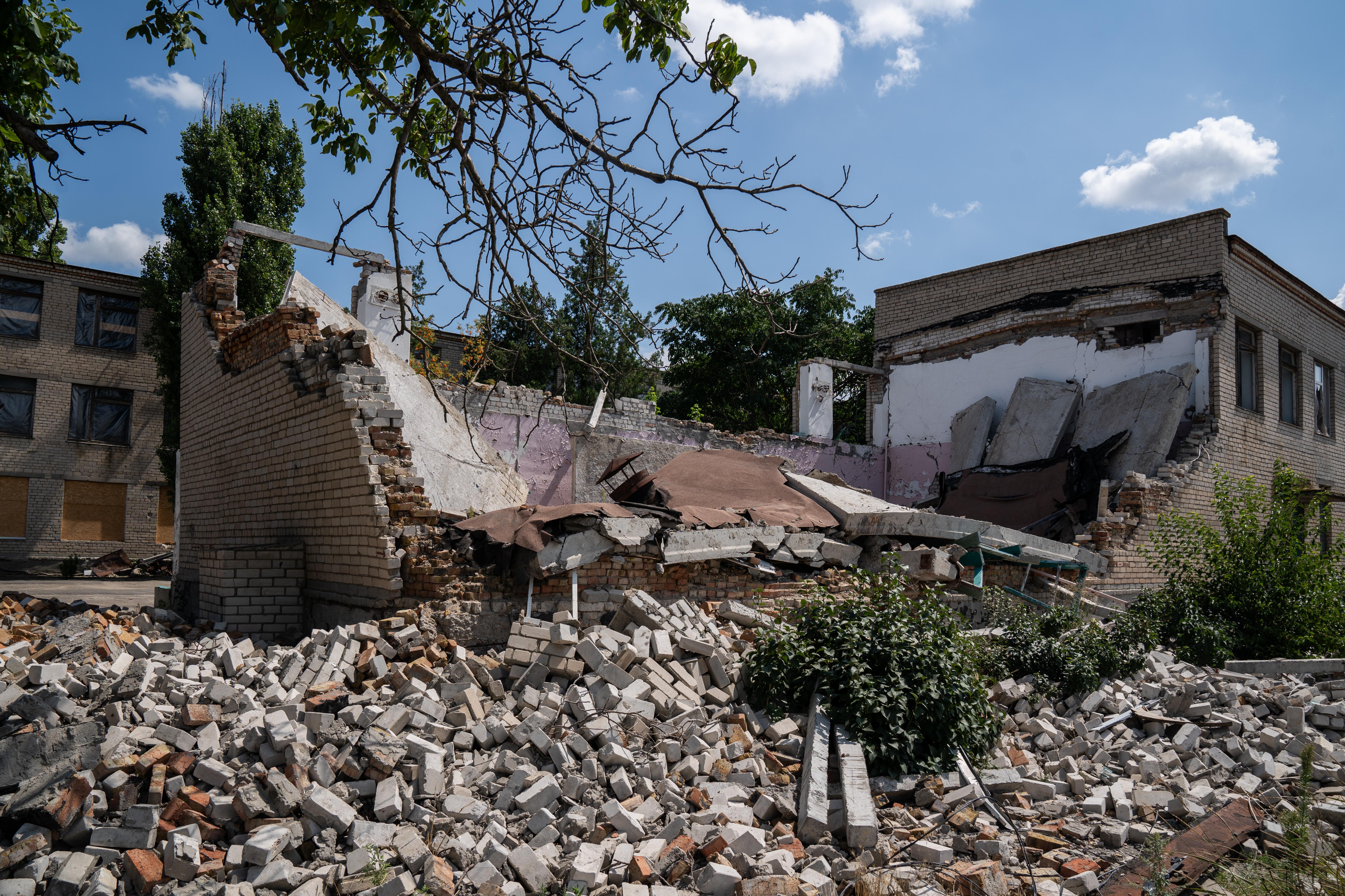 CH1851487_Destruction on a village school in Mykolaiv region, Southern Ukraine
