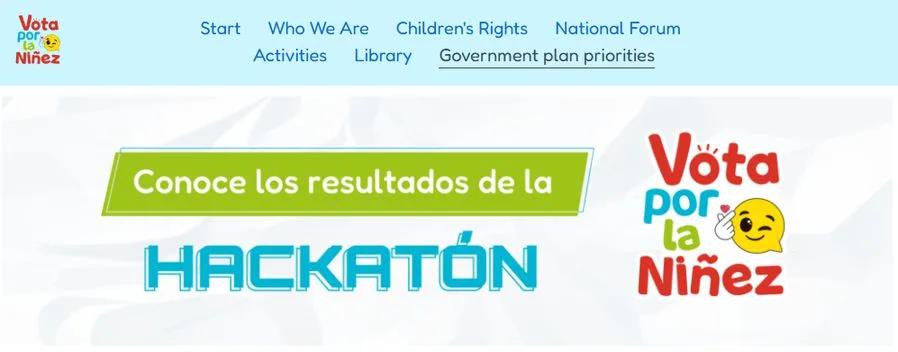 A screenshot of the Hackathon website.
