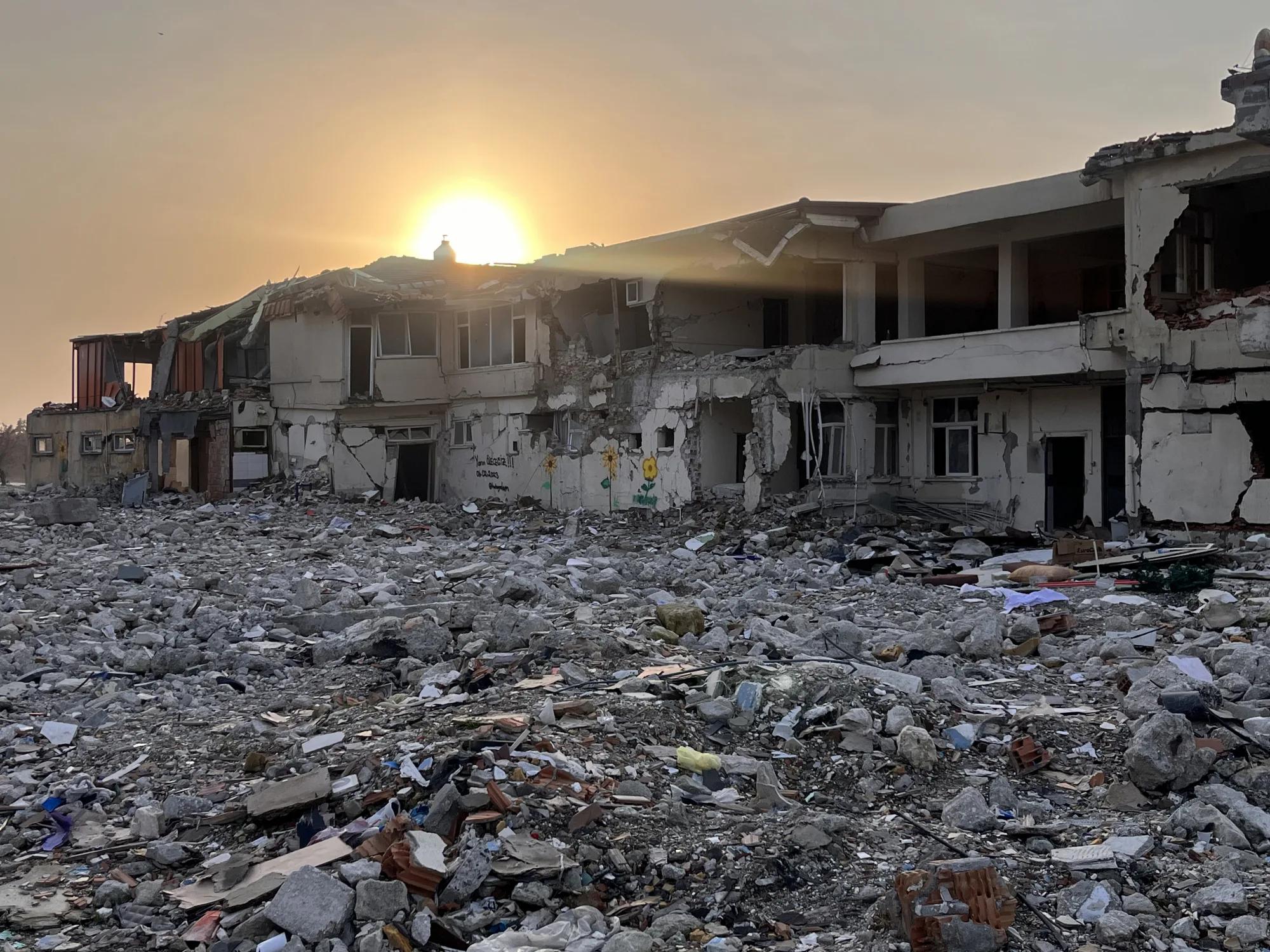 One of the many buildings damaged by the earthquake that Danny saw during his visit.