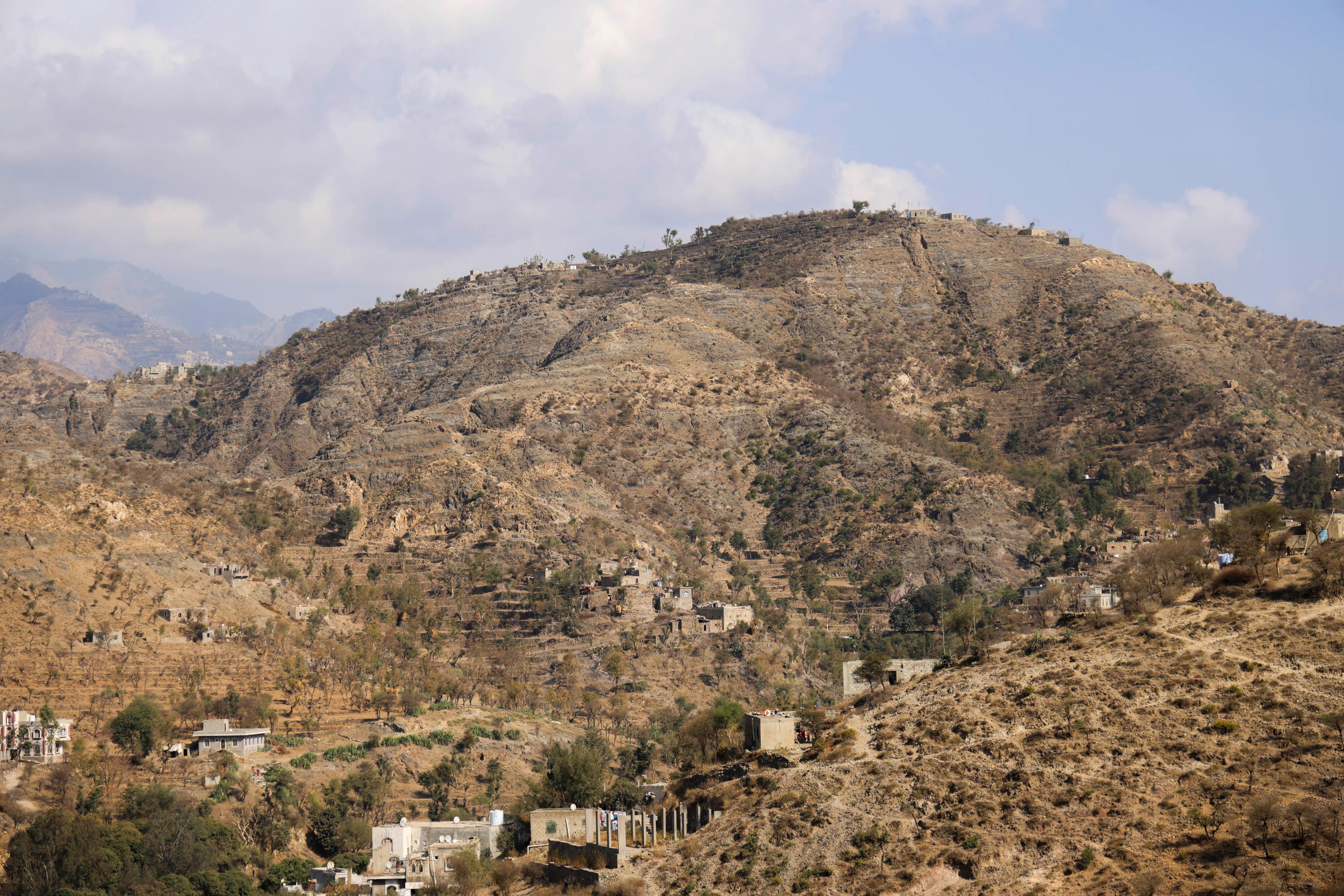 A hilly landscape around Taiz, Yemen
