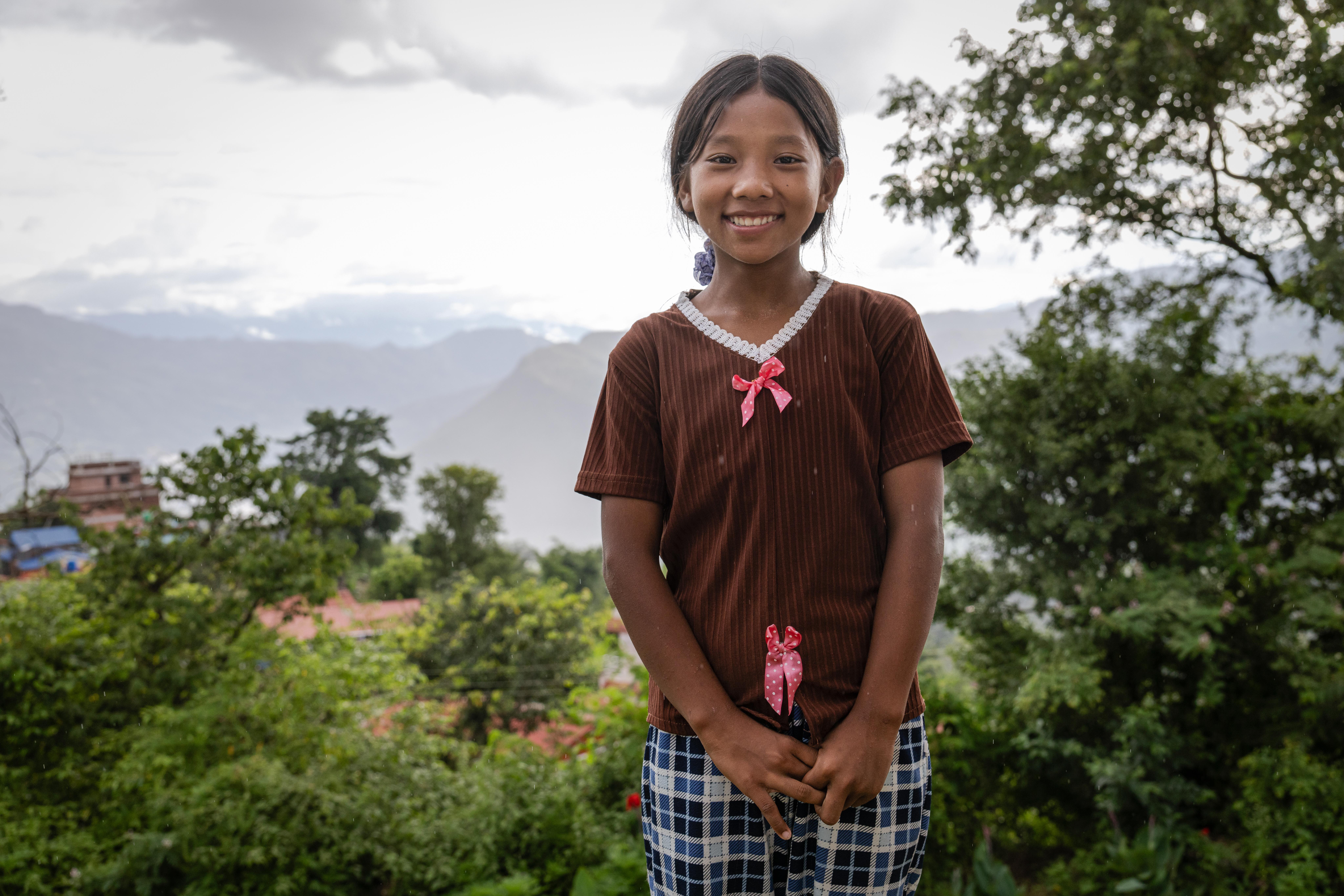Kala*, 13, was displaced after flash floods destroyed her home in Nuwakot, Nepal.