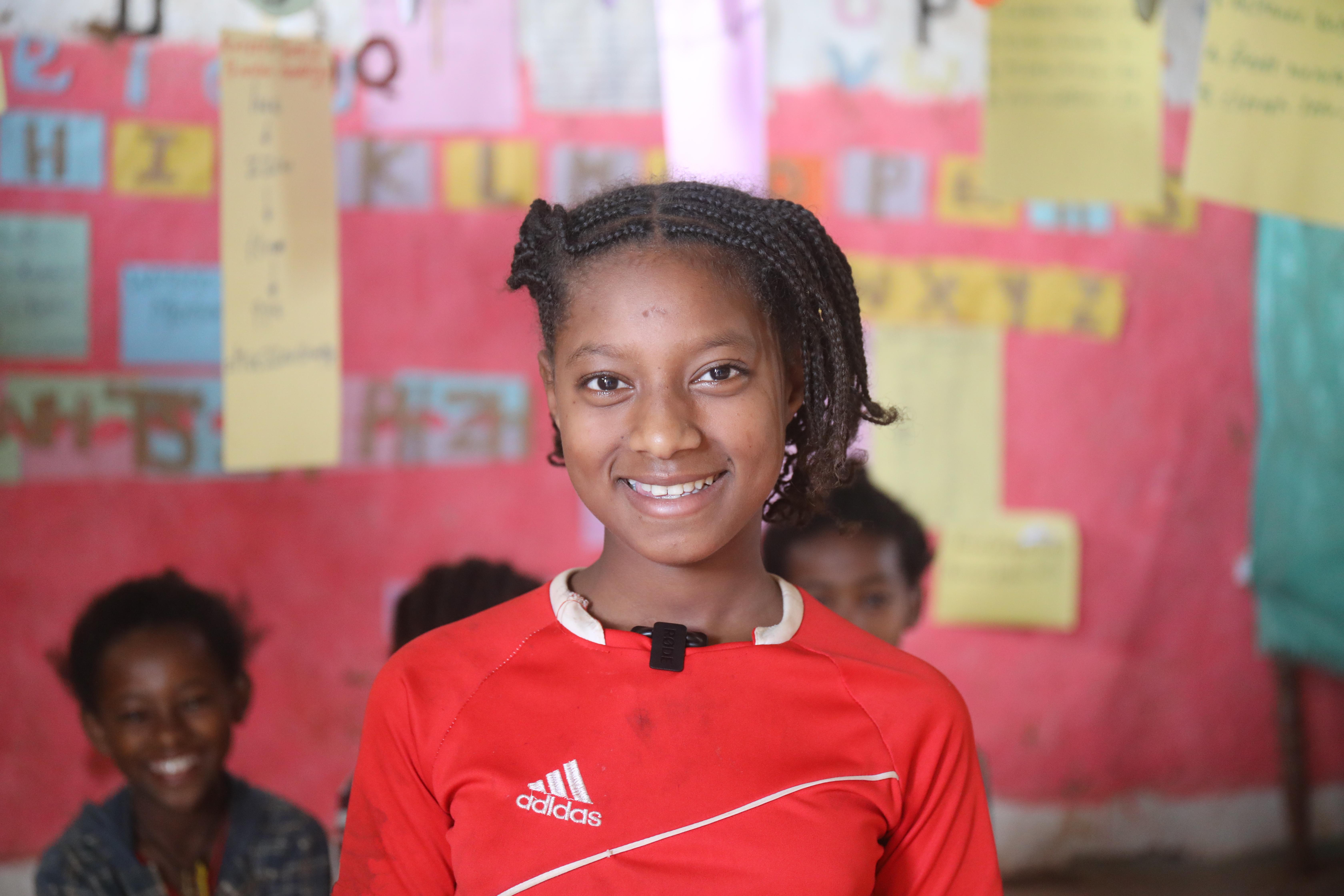 Kokobe*, 12, at her literacy support class