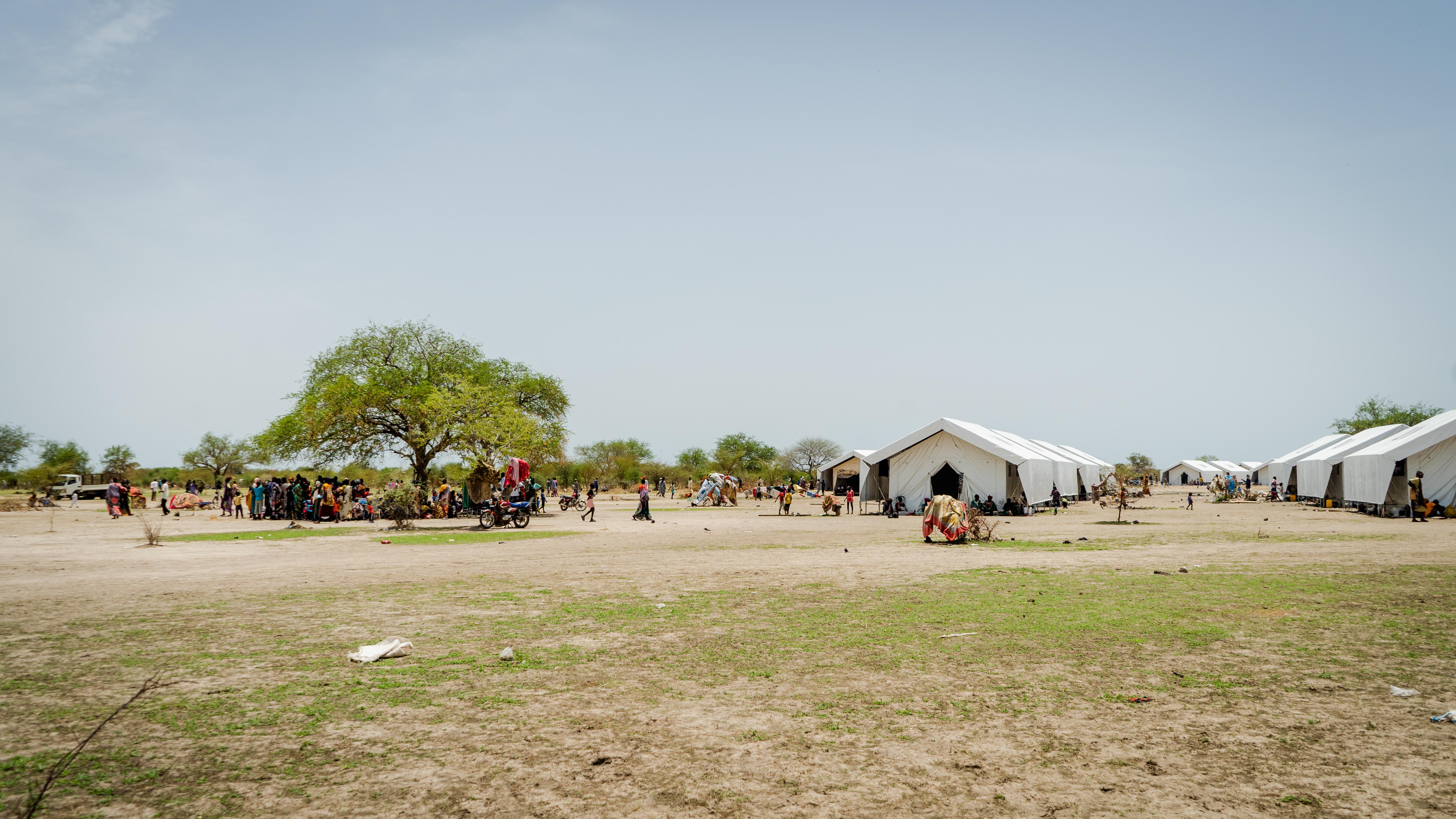 Mobile health clinic providing vaccinations to internally displaced people in Abyei