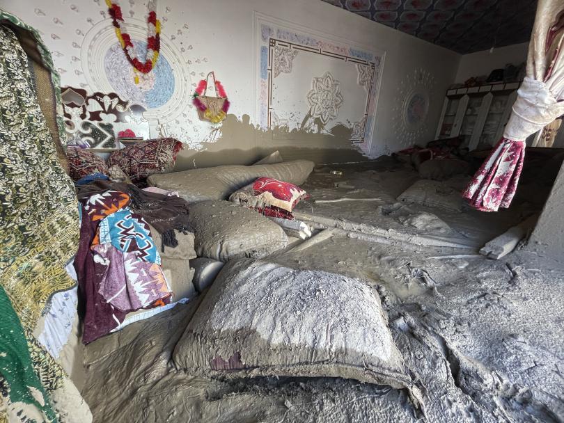 Firoza*'s house which has been partially damaged in recent flash flood