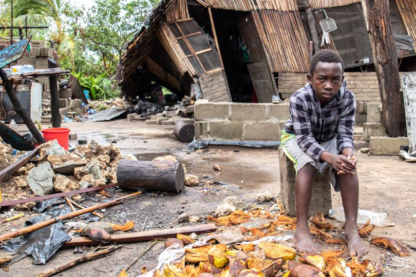 Renaldo's school was damaged during Cyclone Kenneth in Mozambique