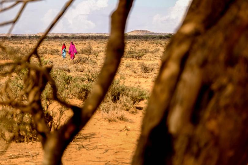 Women walk in rural Somalia