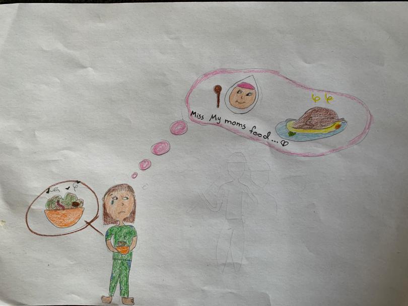 Drawing by Heba*, 17, former child detainee