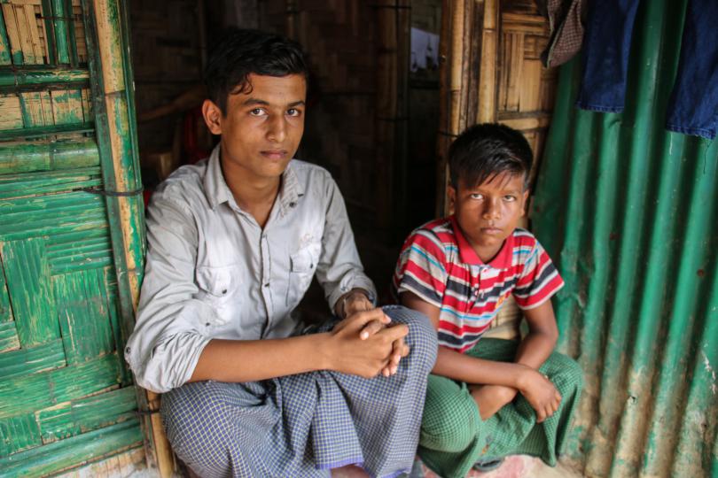 Kamal* (15) lives with his brother, Abdul* (12) and his grandmother, Gulsan*, in the Rohingya refugee camps in Cox’s Bazar, Bangladesh.