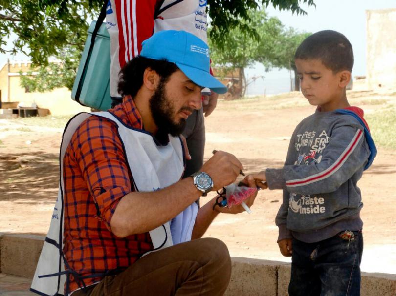 Save the Children staff working inside Syria carry out a polio vaccination campaign in North West Syria for children aged 1 day to 5 years.