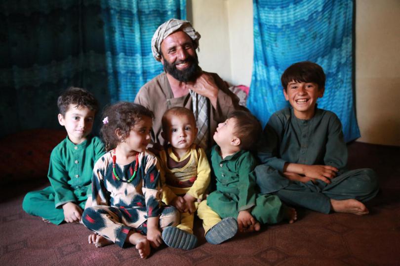  Abdul-Ahad*, 50, with his children at their home in Balkh Province, Afghanistan