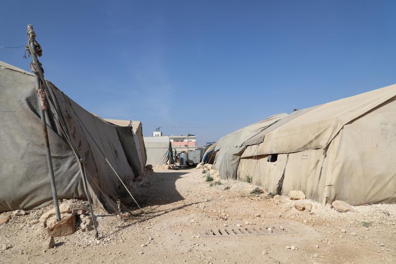 Tents in a displacement camp in Syria