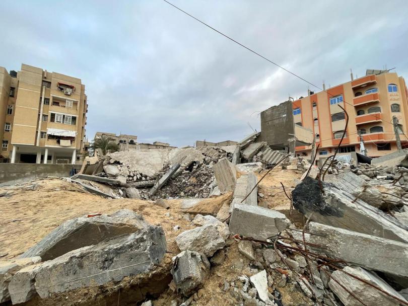 Rubble and destruction in Rafah, Gaza