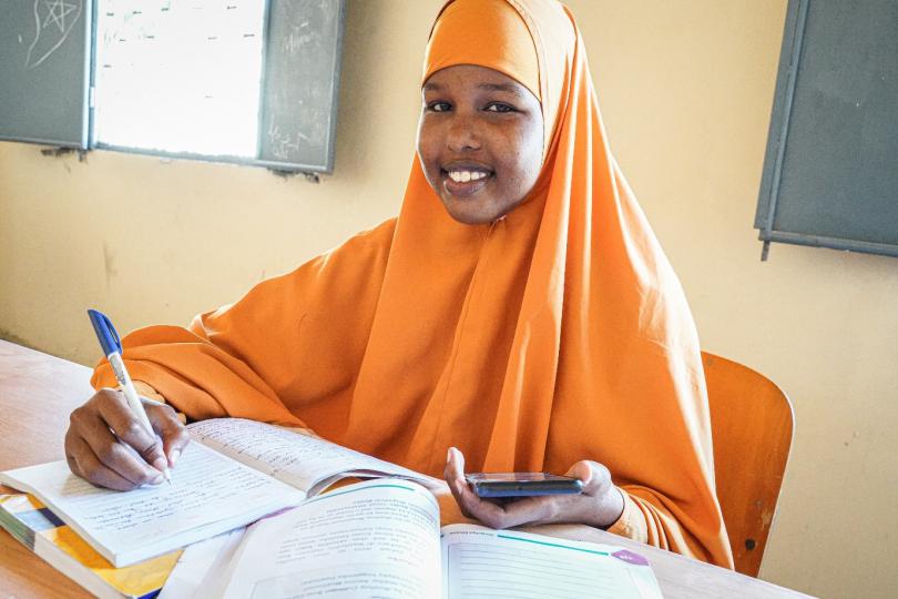 Girl in Nigeria doing her homework