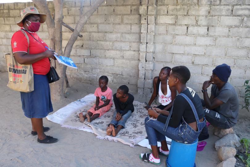  Eugenia has been going door to door to raise awareness of the COVID-19 pandemic, promote learning at home for children, as well as providing psychosocial support to children in Zimbabwe