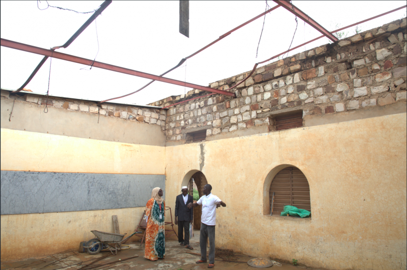 An abandoned school classroom in the village attacked.