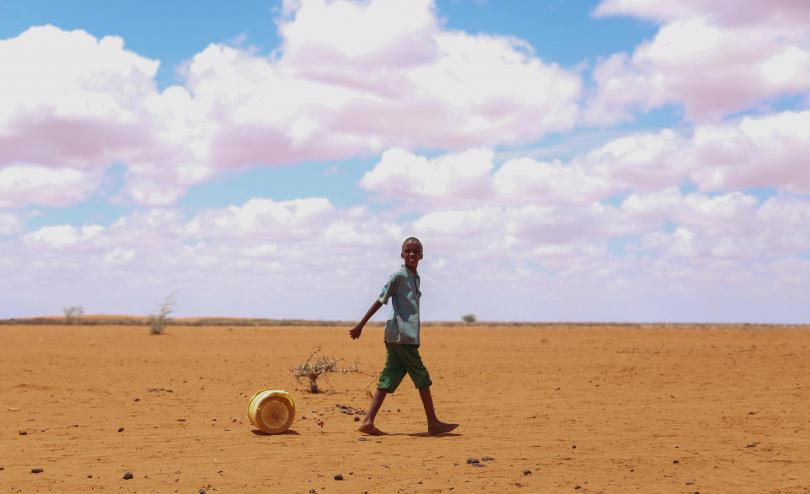 A child pulling water cans in Wajir, Kenya
