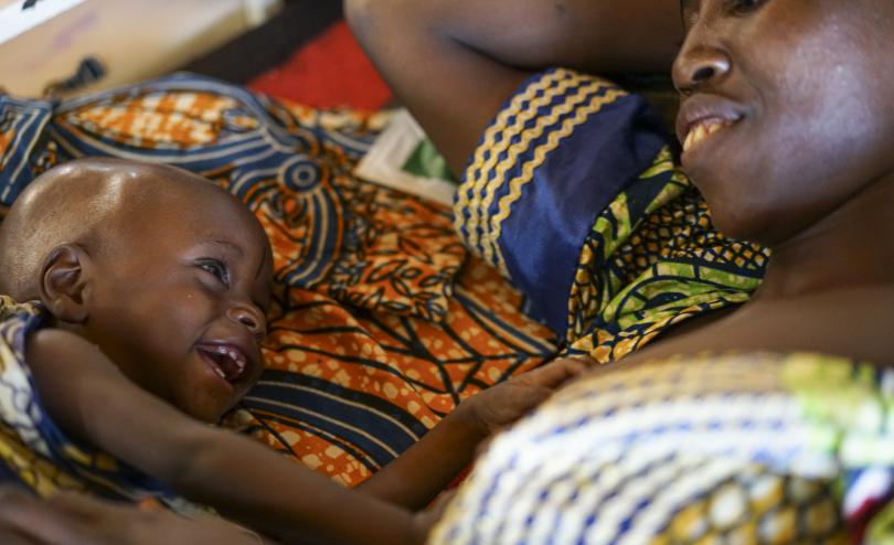 Oumar, one, is being treated at Aguie hospital, Niger. Oumar has just turned 1 year old. He and his mother Mariam live in Nigeria, but the Aguie hospital in Niger is the closest hospital to their home.