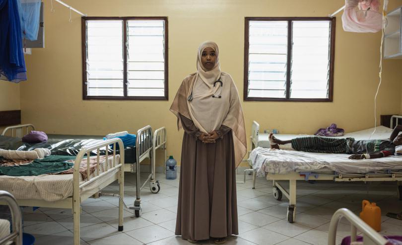 Dr. Fowsa, 31, inside the pediatric ward a Save the Children supported hospital in Wajir, Kenya