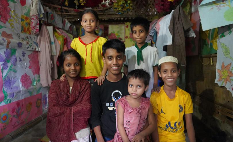 Ayaz, Fahim, Anisa, Salema, Maleka and Jesmin posing for a photo in Cox's Bazar