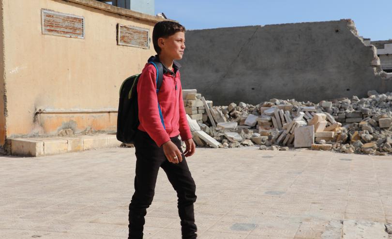 Ziad*, 10, going to school in rural Aleppo, North West Syria