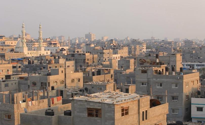  Aerial photo of houses in the occupied Palestinian territory