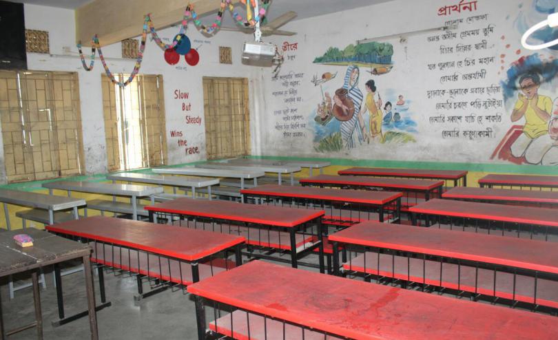 Empty classroom in Bangladesh school closures heatwave