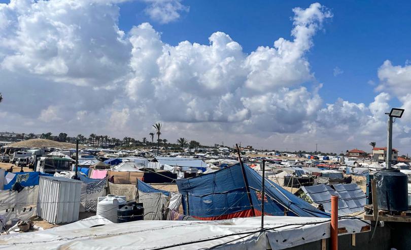 Tents in crowded al-Mawasi, following the forced relocation of families from Rafah