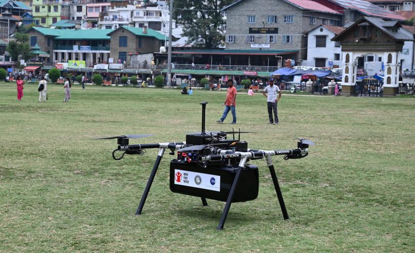 a large drone in a field