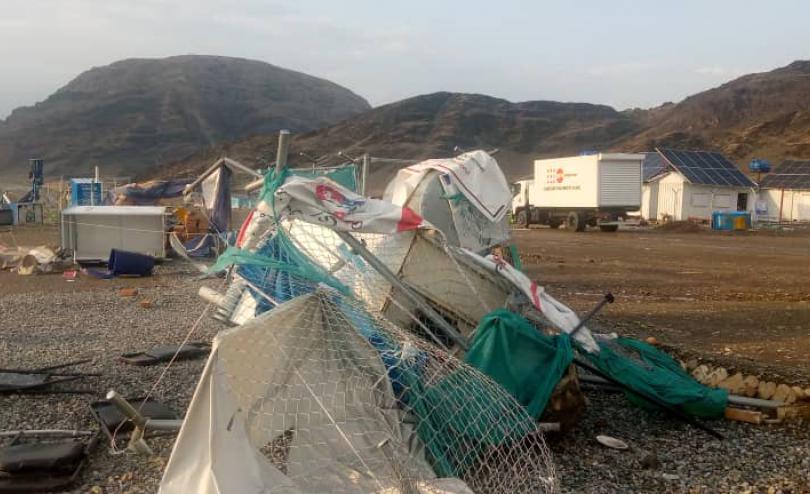Save the Children's Returnee Reception Centre at Torkham damaged by windstorm.