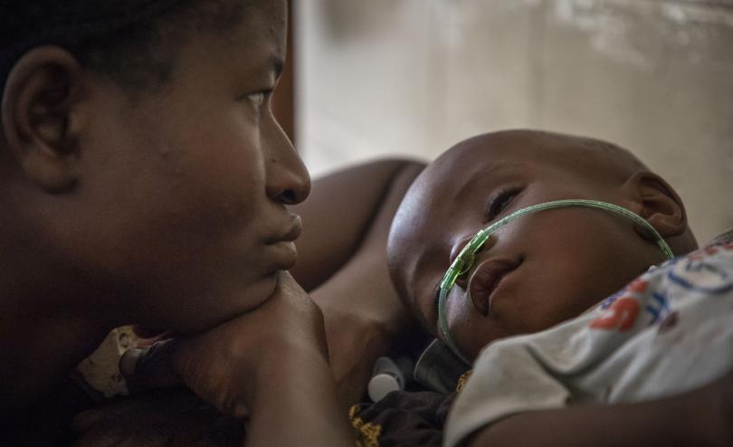 Luc*, 19 months, with his mother Makenda* in hospital