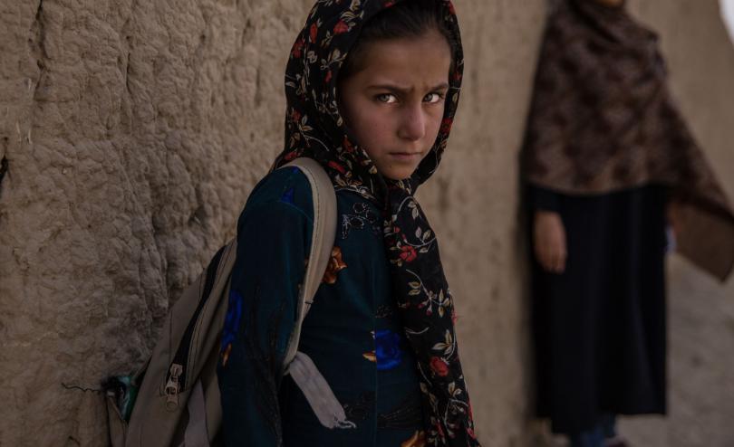 Ghazal*, 8, in her village in Kabul province