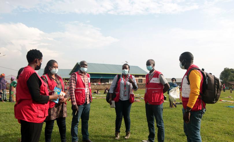Save the Children staff prepare for work with refugees in Rwanda who have fled due to volcanic eruption