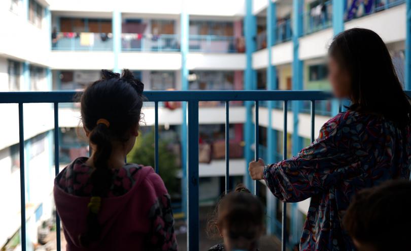 children in a shelter in Gaza