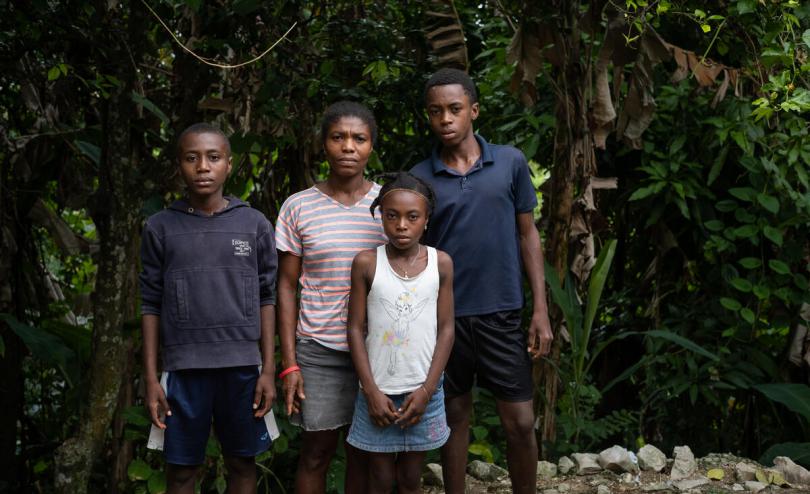 family in Haiti displaced by earthquake 