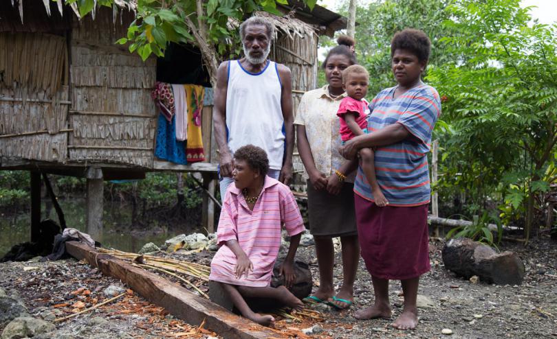 Jemma and her family in Solomon Islands, affected by climate change