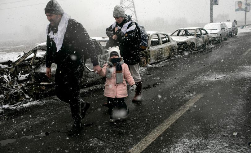 family cold temperature Ukraine children 