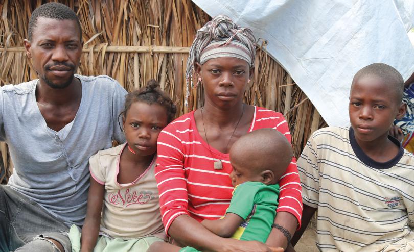Elsa* and Andre* live with their three children Cremildo*, 9, Albertine*, 6 and Paizinho* 4 in a displacement camp, Cabo Delgado, Mozambique.