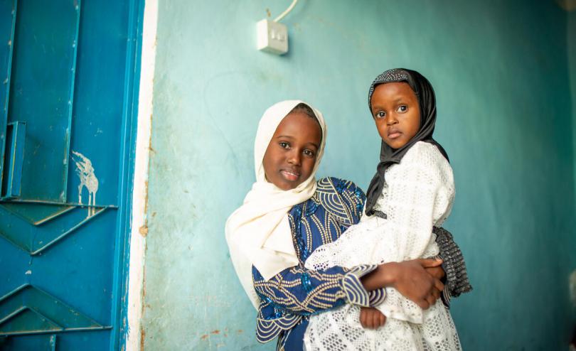 Two girls in Somalia, which has been affected by drought