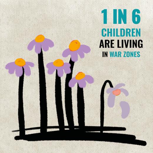 1 in 6 children are living in a war zone