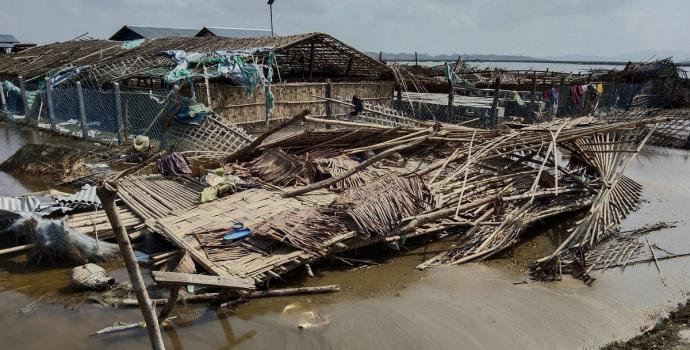 View of the aftermath damage in Rakhine state after Cyclone Mocha hit Myanmar