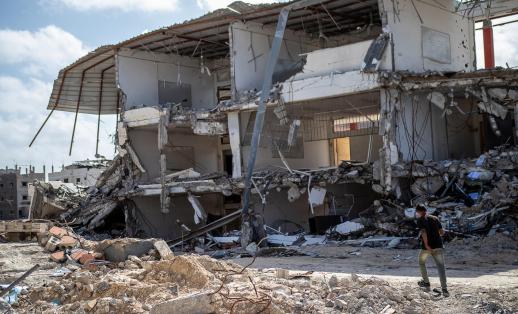 A destroyed university in Khan Younis, Gaza