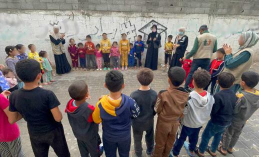Save the Children International partner organisation implementing Psycho Social Support activities in the north of Gaza, taking place at different UNRWA schools.