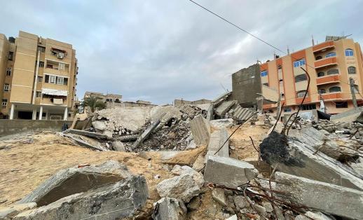 Rubble and destruction in Rafah, Gaza