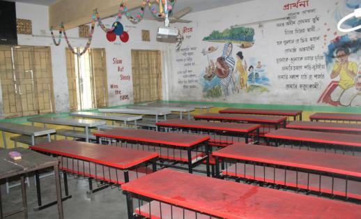 Empty classroom in Bangladesh school closures heatwave