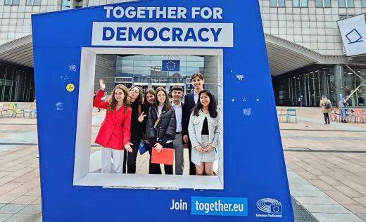 Young activists from six EU countries present the #EuropeKidsWant survey results at the European Parliament in Brussels. Photo: Daria Pricope / Save the Children Romania