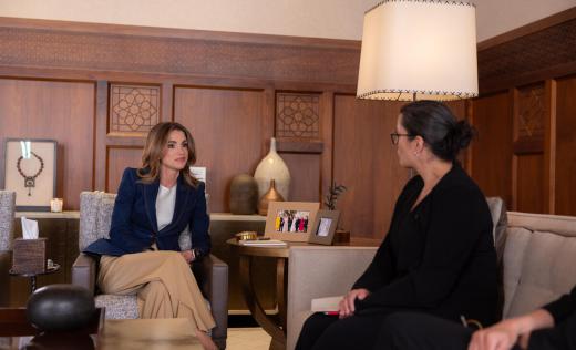 Inger Ashing meeting Queen Rania of Jordan