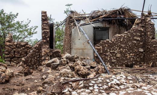 Damage to a home in Mozambique