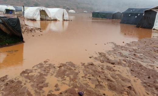 Floods inside a displacement camp in Idlib, North West Syria