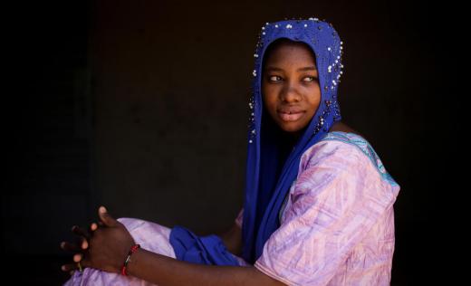 A portrait of Kadidia*, aged 14, Mopti region, Mali. 